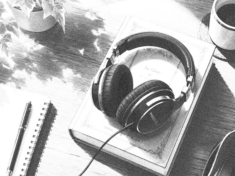 小説とオーディオヘッドフォン